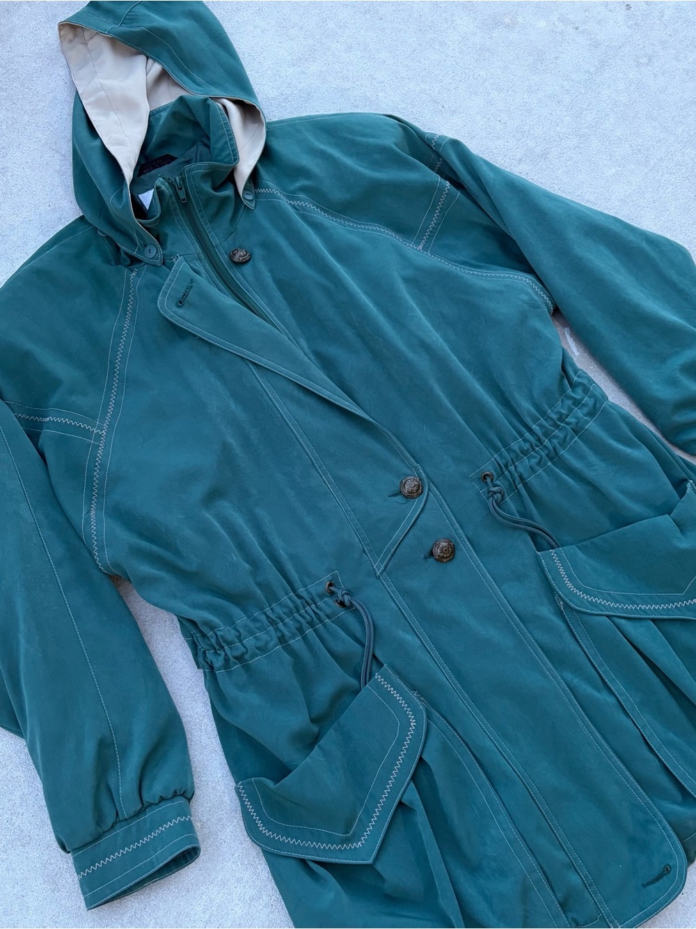 Vintage 80s/90s Pizazz Women's Teal Hooded Anorak Jacket